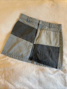 Wild Fable Two-Tone Denim Patchwork Mini Skirt